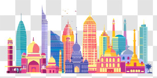 Chennai - Colorful Skyline Of Iconic Buildings Transparent PNG