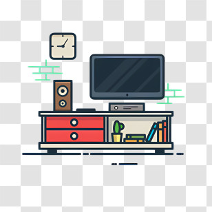 Art Background - Living Room With TV And Clock Transparent PNG