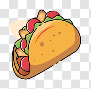 Taco - Cheesy Taco With Toppings Illustration Transparent PNG