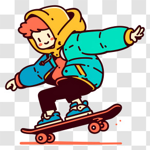 Anime Boy Kawaii - Cool Skateboarder In Hoodie Transparent PNG