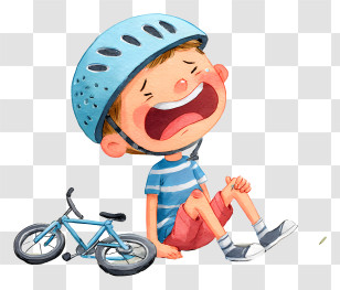 Boy Falling Off Bicycle - Crying Boy With Bicycle Transparent PNG