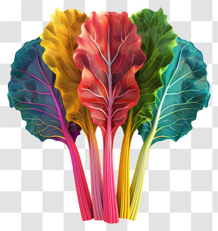 Rainbow Chard - Vibrant Colorful Leaves Transparent PNG