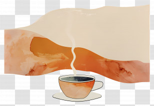 Coffee - Steaming Cup With Watercolor Background Transparent PNG