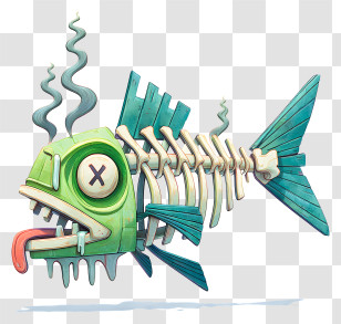 Dead Fish - Toxic Green Fish Skeleton Dripping Transparent PNG