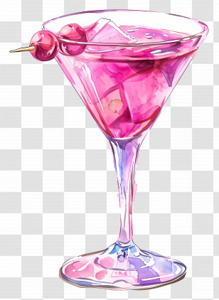 Pink Cocktail - Pink Cocktail In Martini Glass Transparent PNG
