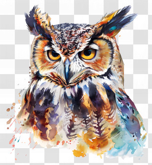 Watercolor Owl - Owl Watercolor Painting Transparent PNG