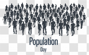 World Population Day - Population Day With Crowd Silhouette Transparent PNG