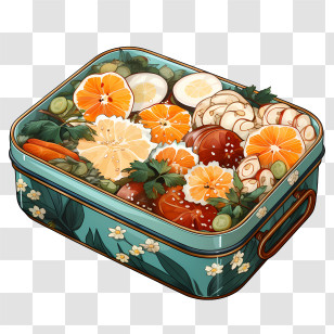 Bento Box - Beautiful Decorative Food Box With Fruits And Vegetables Transparent PNG