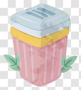 Container Plastic Wrap Yellow Container White Lid Round Base Transparent PNG