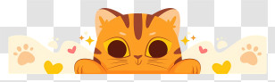 Cat - Happy Orange Cat With Paws Transparent PNG