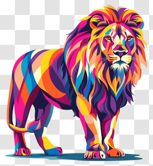 Colorful Lion - Colorful Lion Illustration Transparent PNG