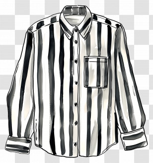 Striped Black And White Shirt - Striped Black And White Shirt Transparent PNG