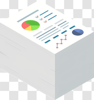Cartoon - Stack Of Reports With Colorful Graphs Transparent PNG