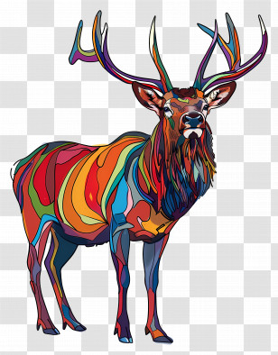 Elk - Colorful Deer Illustration With Abstract Style Transparent PNG