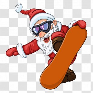 Santa Claus Snowboarding Skiing Clip Art - Fictional Character - Ski Transparent PNG