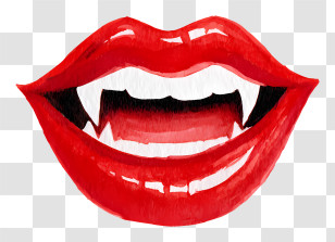 Halloween Vampire Lip - Vampire Lips With Fangs Transparent PNG