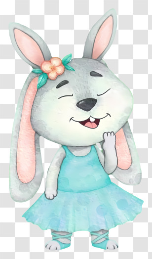 Cartoon Rabbit - Cute Bunny In Dress Illustration Transparent PNG
