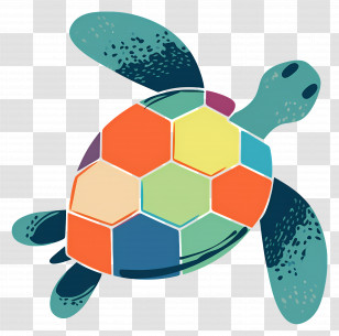 Rainbow Sea Turtle - Colorful Turtle Swimming In The Sea Transparent PNG