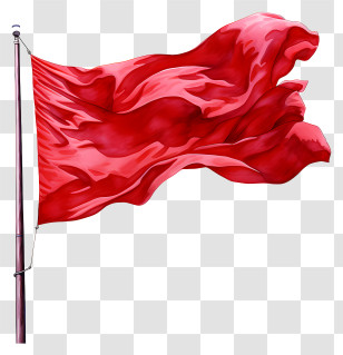 Watercolor Red Flag - Red Flag Waving In The Wind Transparent PNG
