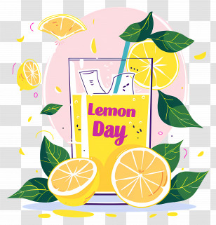 Lemon Juice Day - Refreshing Lemon Juice For Lemon Day Concept Transparent PNG