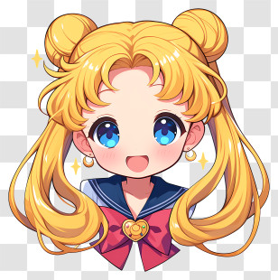 Sailor Moon - Cute Chibi Sailor Girl Head Transparent PNG