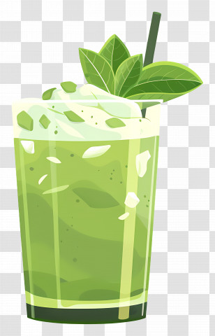 Green Tea Drink - Delicious Green Smoothie With Mint Leaves Transparent PNG