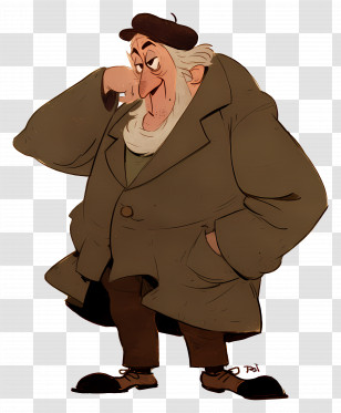 Old Man - Cartoon Old Man In A Coat Transparent PNG