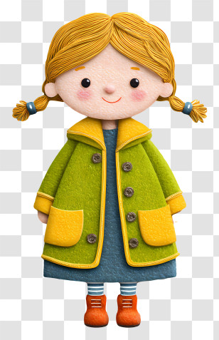 Little Girl Wearing Jacket - Cute Girl In Green Coat Illustration Transparent PNG