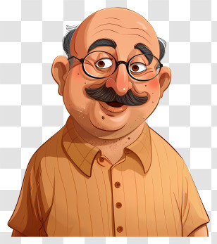 Motu Patlu - Cartoon Character Illustration Of Elderly Man Transparent PNG
