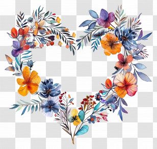 Heart Flower - Heart-Shaped Floral Arrangement In Vibrant Colors Transparent PNG