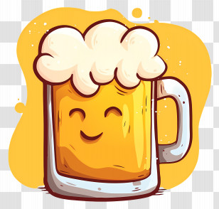 Beer Mug - Smiling Beer Mug With Frothy Top Transparent PNG