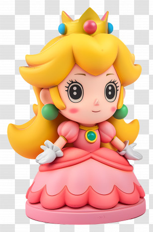 Princess Peach - Charming Cartoon Princess In Pink Dress And Crown Transparent PNG