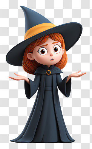 Cute Halloween Character Pointing - Red-haired Little Witch Transparent PNG