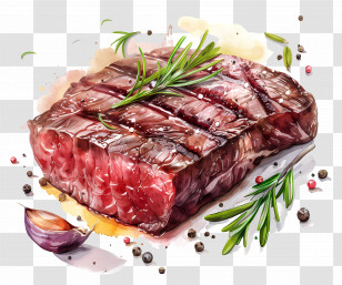 Beef Steak - Grilled Steak With Herbs And Garnish Transparent PNG