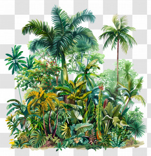 Tropical Rainforest - Lush Tropical Forest Illustration Transparent PNG