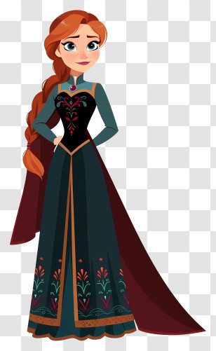 Frozen Anna Princess - Cartoon Princess In A Beautiful Gown Transparent PNG