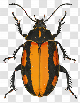 Beetle - Detailed Illustration Of An Orange And Black Beetle Transparent PNG