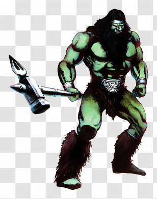 Giant Boss - Mythical Green Warrior With Hammer Transparent PNG