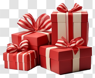 Gift Box - Red Gift Boxes With Ribbon Decorations Transparent PNG