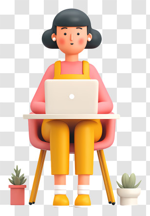 Woman Working On Calmness - Person Working On Laptop At Desk Transparent PNG