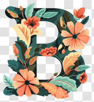 Letter B - Flower-Decorated Artistic Letter B Transparent PNG
