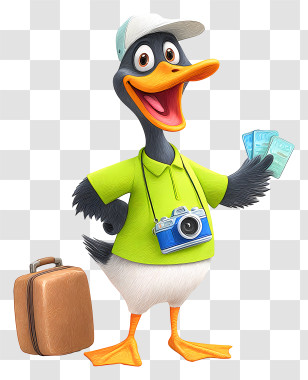 Goose Tourist - Happy Duck Traveler Transparent PNG