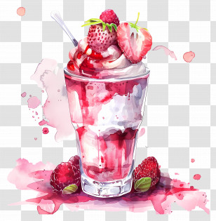 National Parfait Day - Strawberry Parfait Dessert In Glass Illustration Transparent PNG