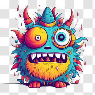 Monster - Cartoon Monster Illustration In Bright Colors Transparent PNG