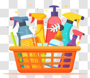 Cleaning Kit - Basket Of Cleaning Products Illustration Transparent PNG