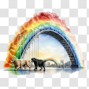 Rainbow Bridge Remembrance Day - Dogs Walking Under Rainbow Bridge Transparent PNG