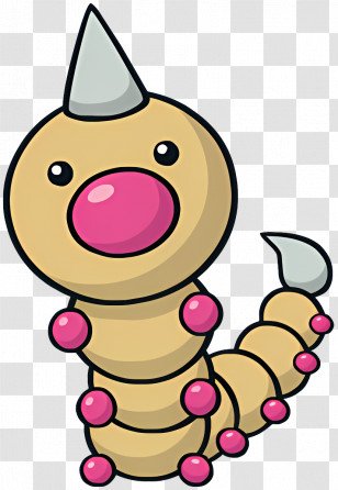Weedle - Caterpillar With Pink Nose Transparent PNG