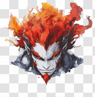 Akuma - Fiery Demon With Intense Expression Transparent PNG