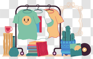 Shirt - Clothing Display With Books And Plants Transparent PNG