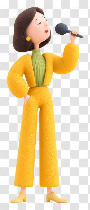 Woman Singing Karaoke - Singer Performing With Microphone Transparent PNG